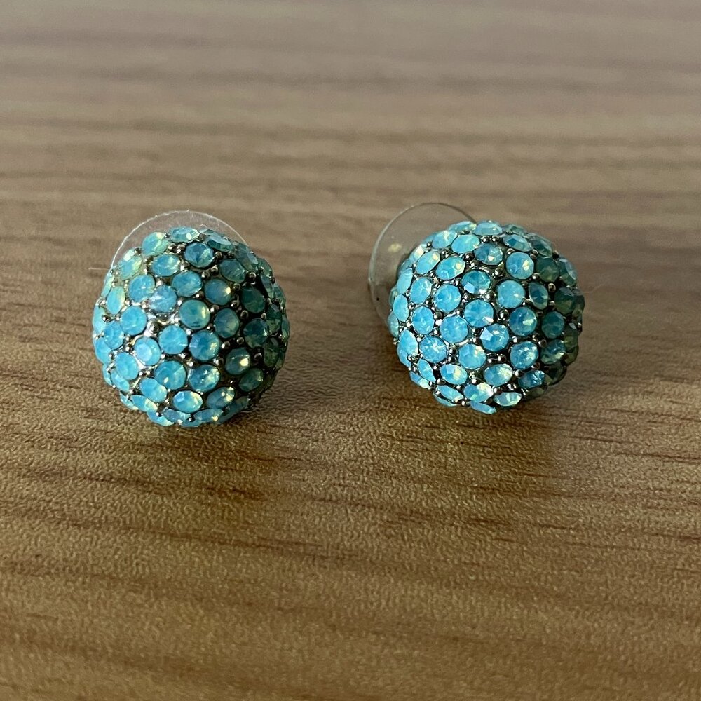 Teal/Turquoise and Gold Dome/Round Earrings